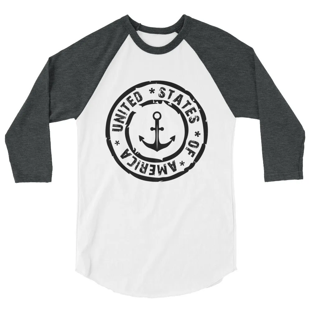 USA Designs - 3/4 Sleeve Raglan Shirt - Anchor.