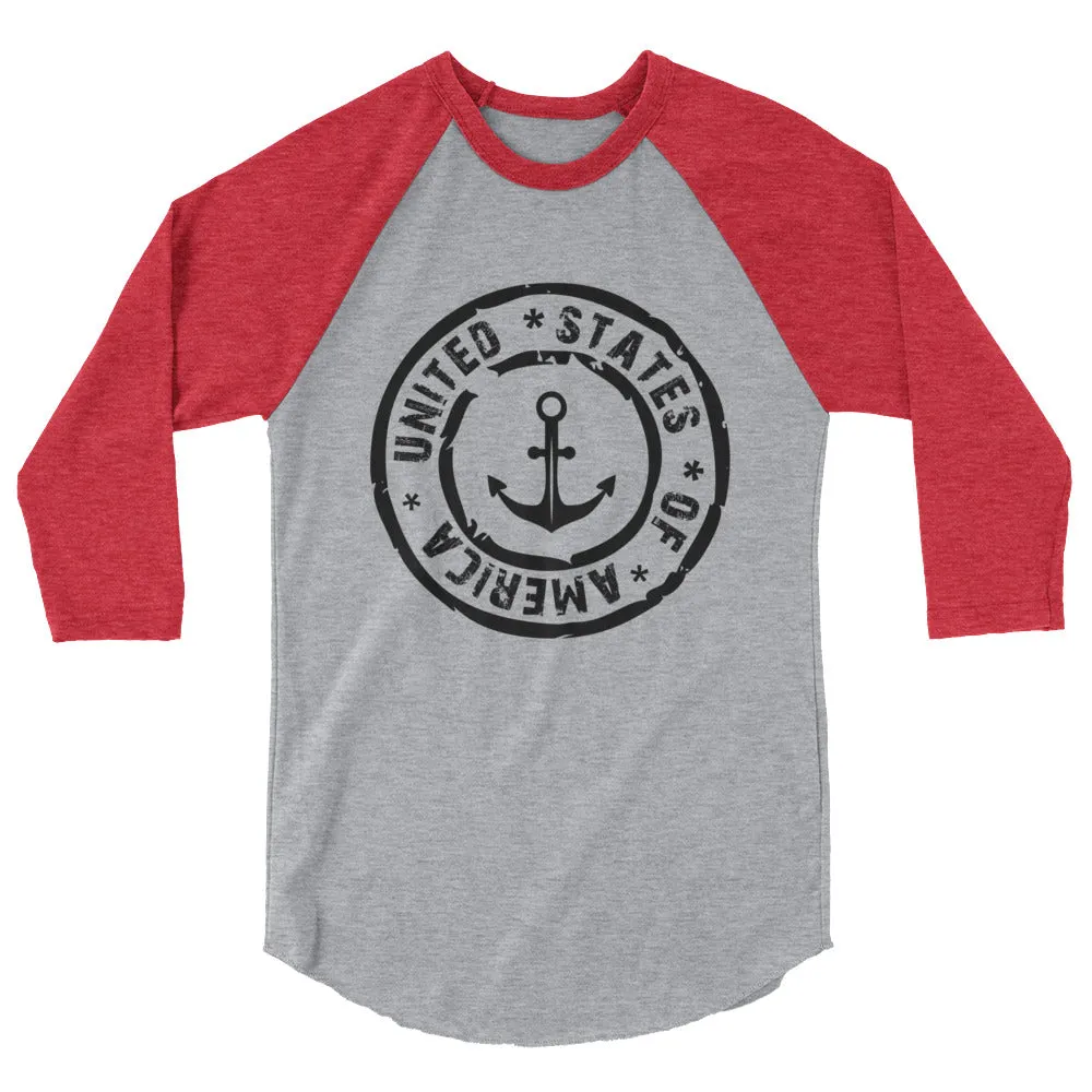 USA Designs - 3/4 Sleeve Raglan Shirt - Anchor.