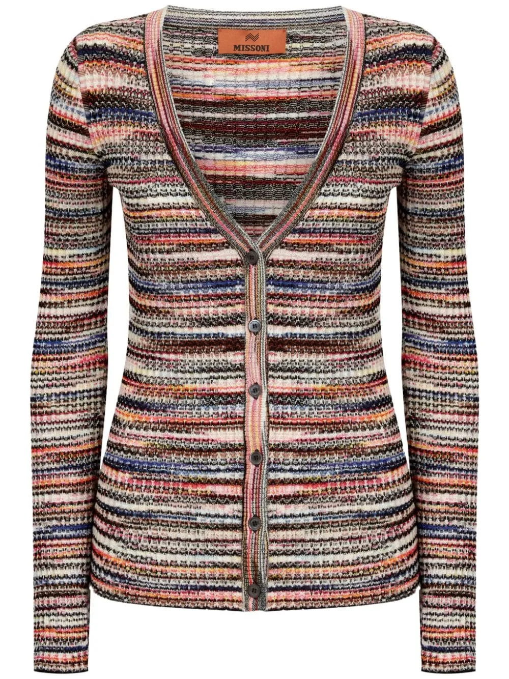 V-NECKED STRIPED CARDIGAN