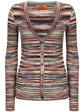 V-NECKED STRIPED CARDIGAN