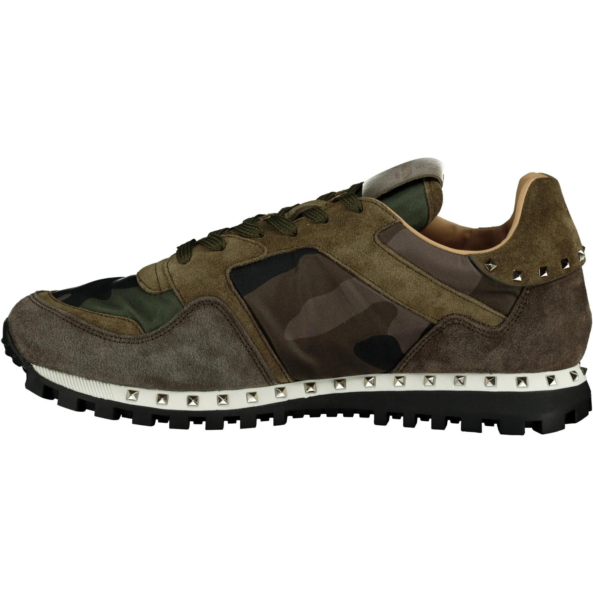 Valentino Camo Rockstud Trainers in Khaki and Black