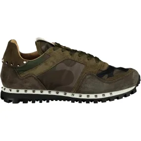 Valentino Camo Rockstud Trainers in Khaki and Black