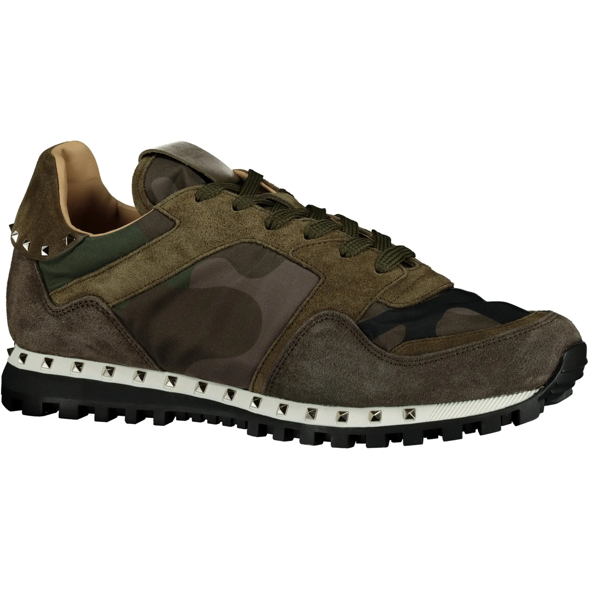 Valentino Camo Rockstud Trainers in Khaki and Black