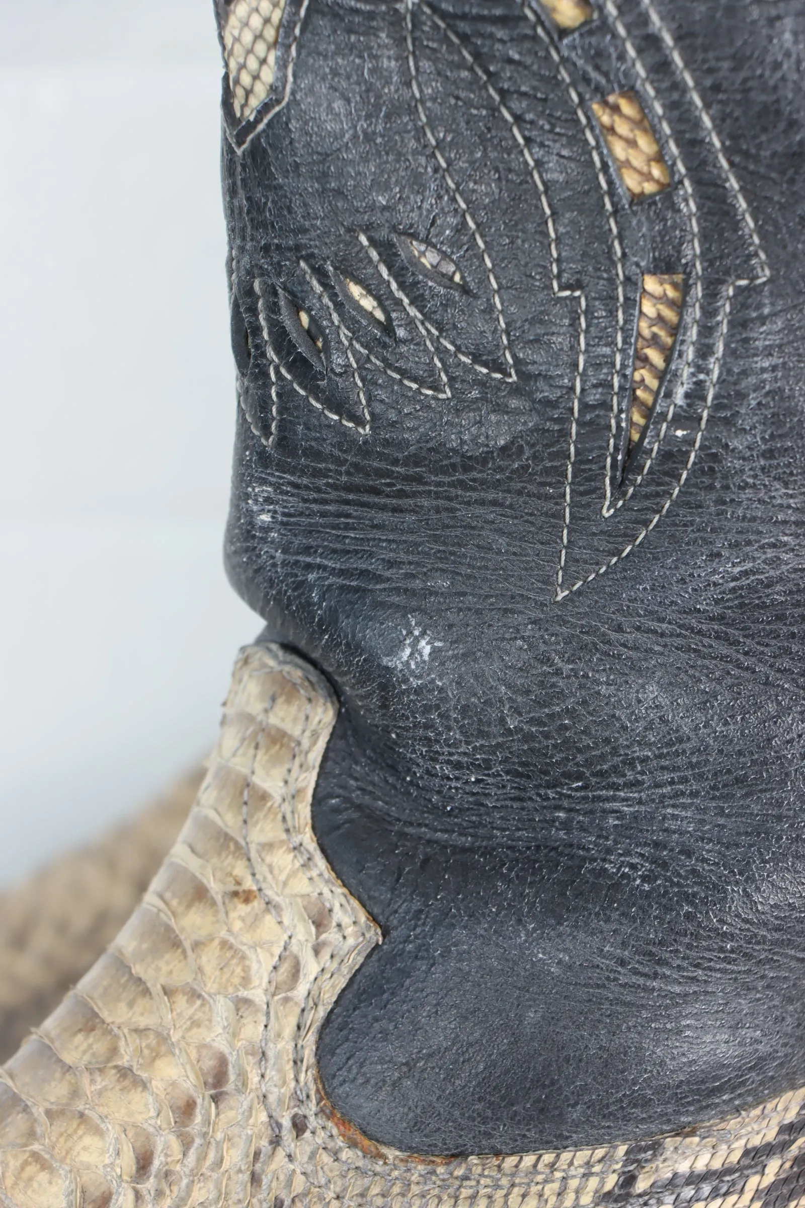 Vintage Python Leather Western Boots (Size 9)