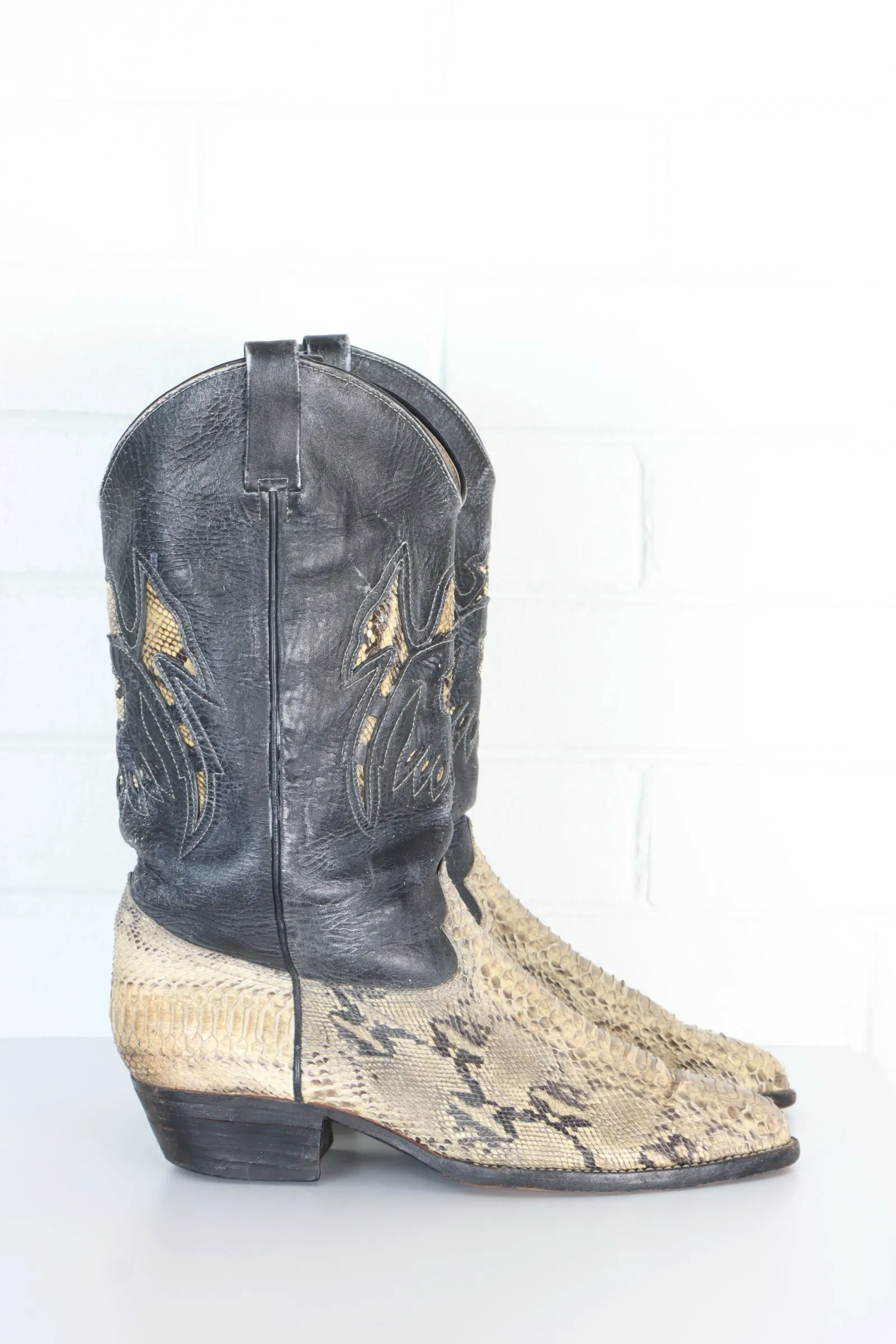 Vintage Python Leather Western Boots (Size 9)