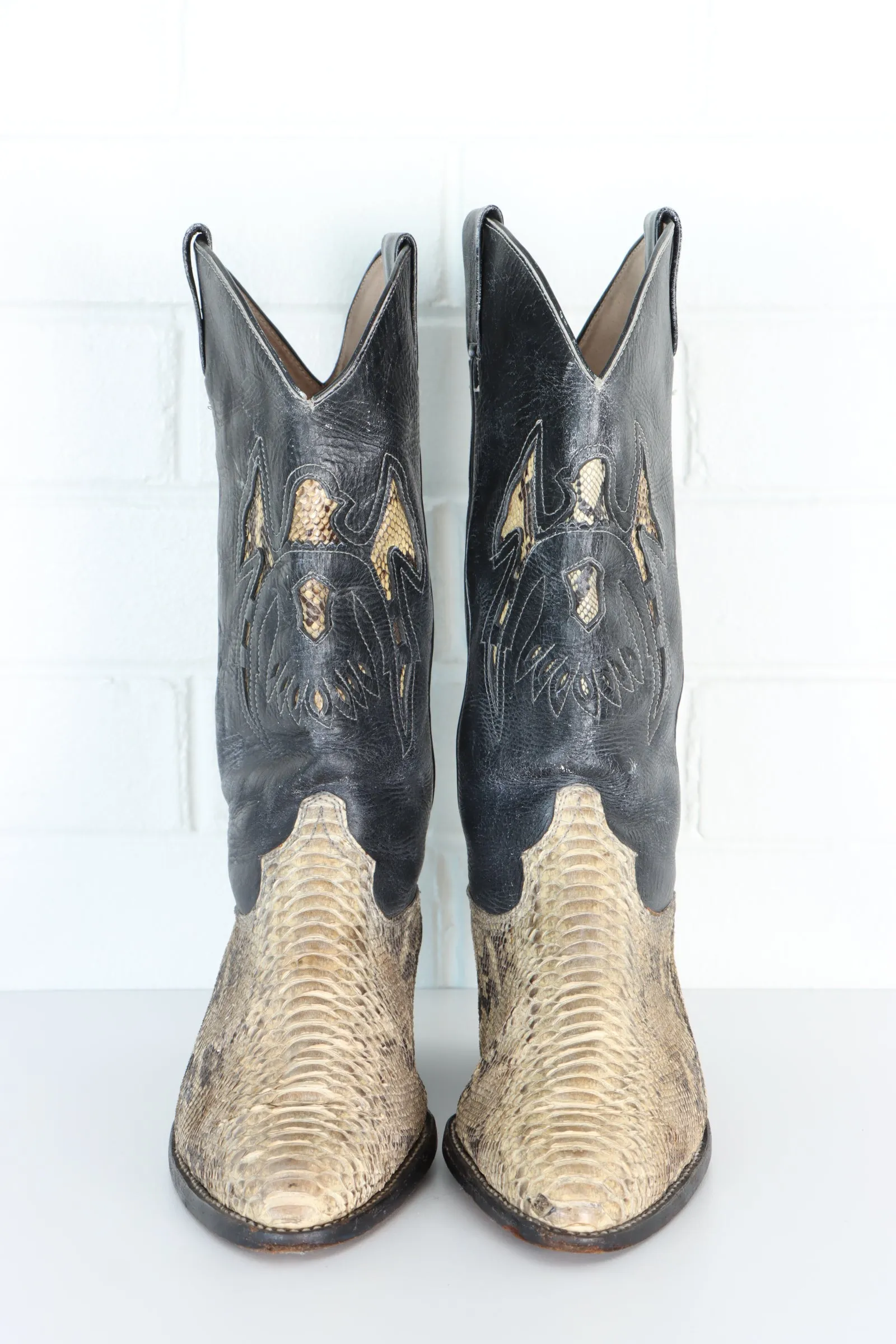 Vintage Python Leather Western Boots (Size 9)