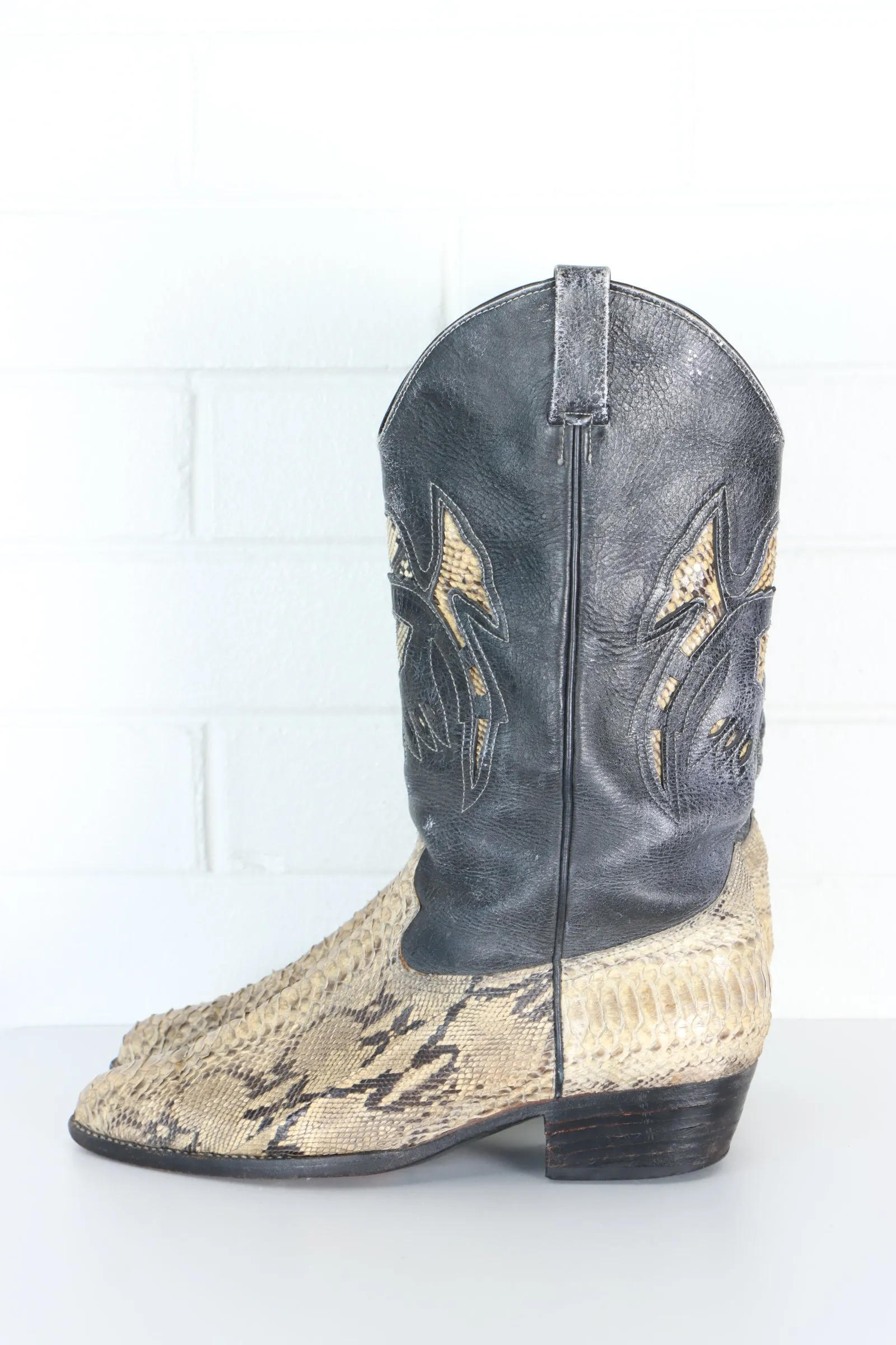 Vintage Python Leather Western Boots (Size 9)