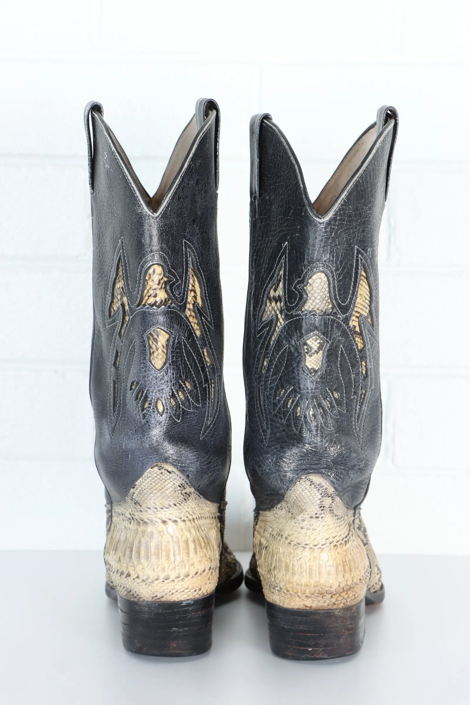 Vintage Python Leather Western Boots (Size 9)