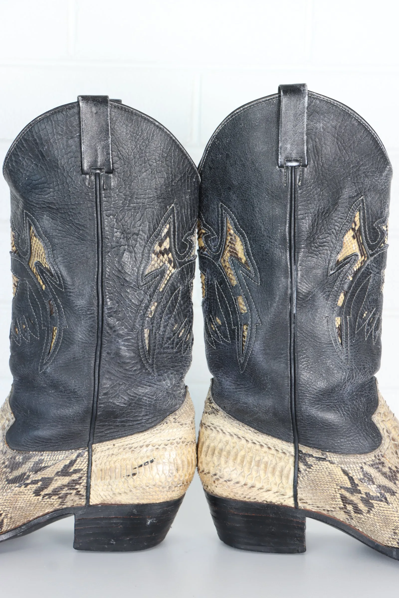 Vintage Python Leather Western Boots (Size 9)