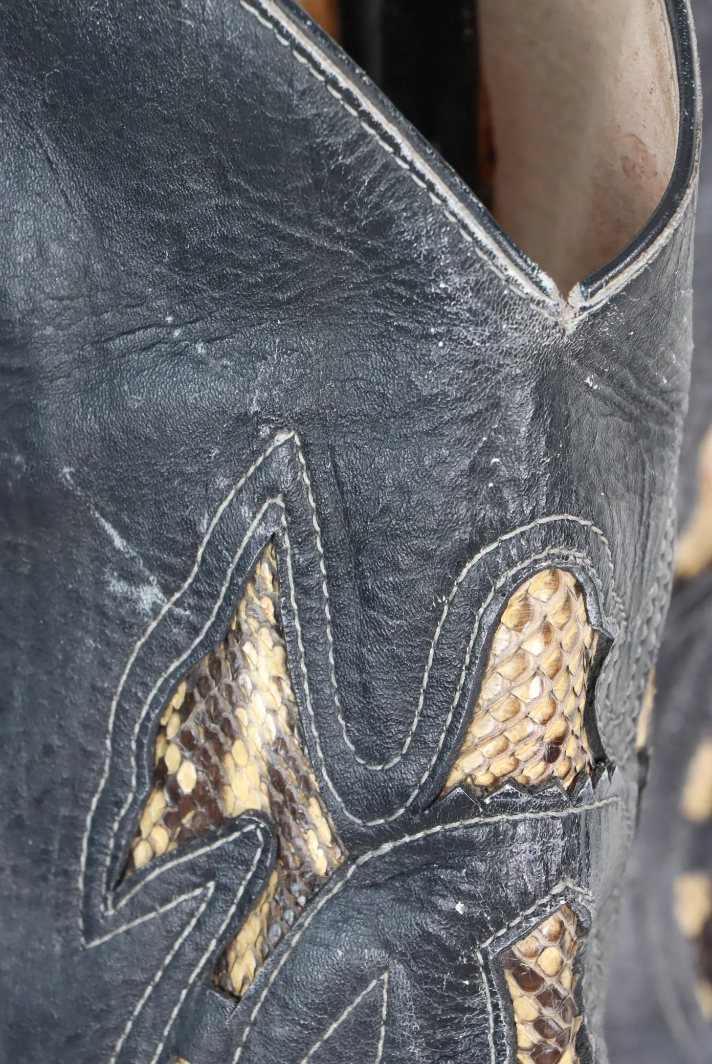 Vintage Python Leather Western Boots (Size 9)