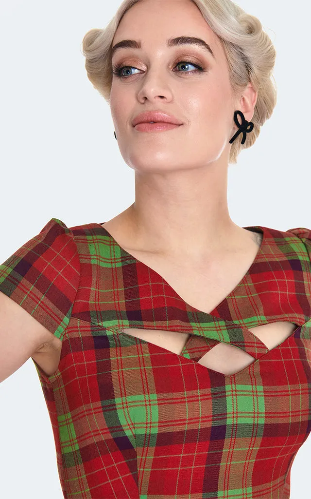 Voodoo Vixen Crossover Neckline Plaid Dress