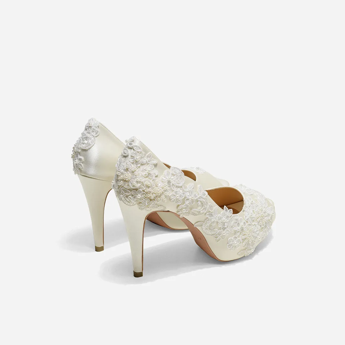 White lace wedding pumps: Rosie V2 description, features, and shop now