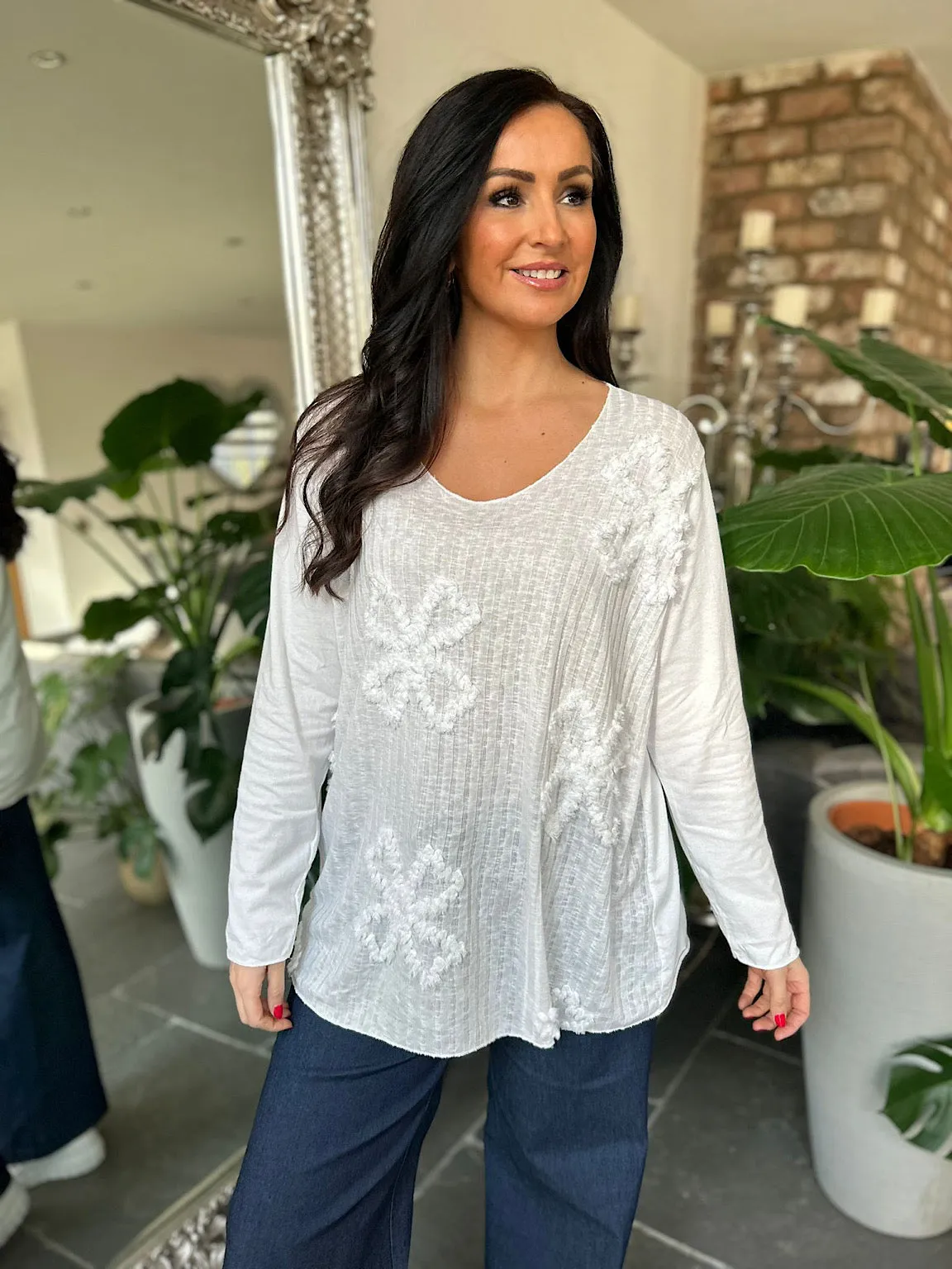 White Ribbed Clover Top Maisie - Buy Online Today