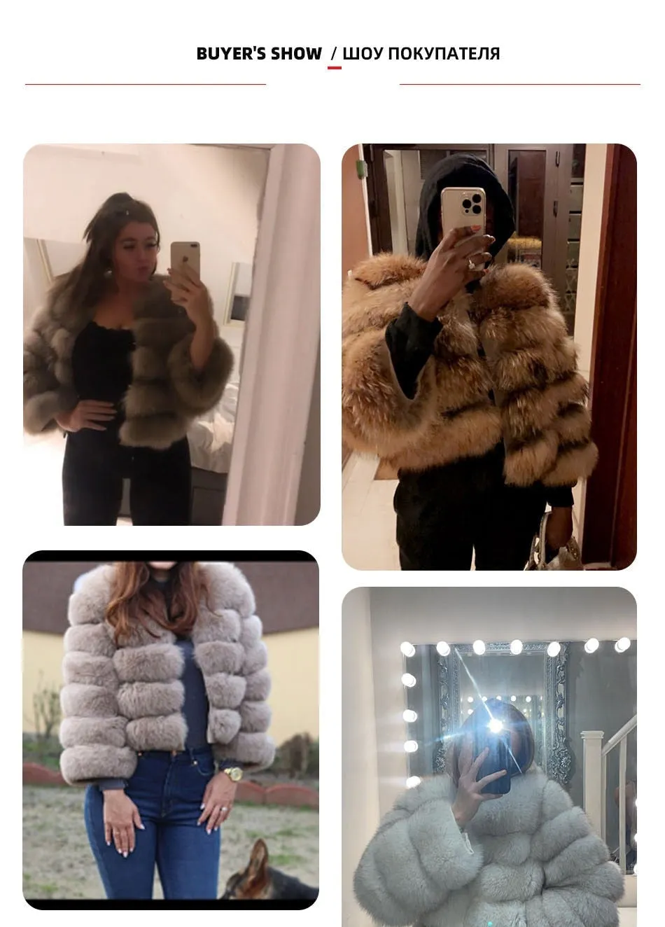 Winter Fur Leather Jacket for Women with Real Fox and Raccoon Fur - Long Sleeve