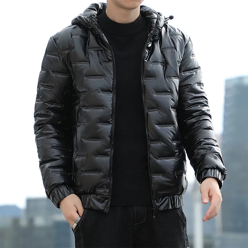 Winter Men's Loose Fit Hooded Jacket with Windproof Full Sleeves