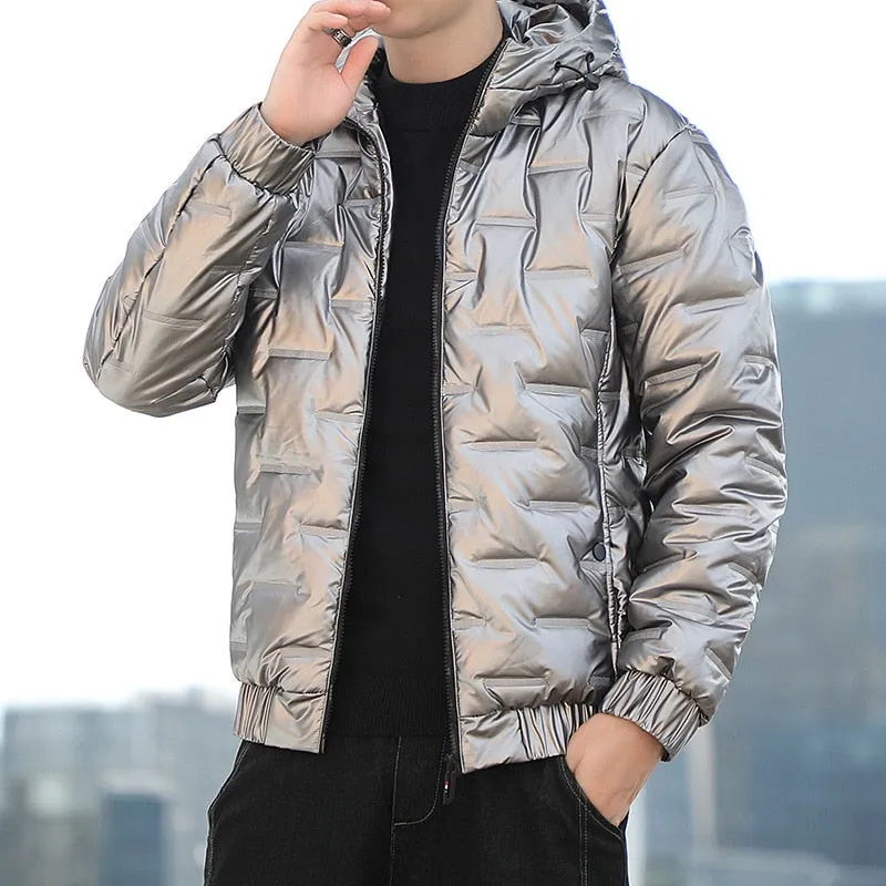 Winter Men's Loose Fit Hooded Jacket with Windproof Full Sleeves