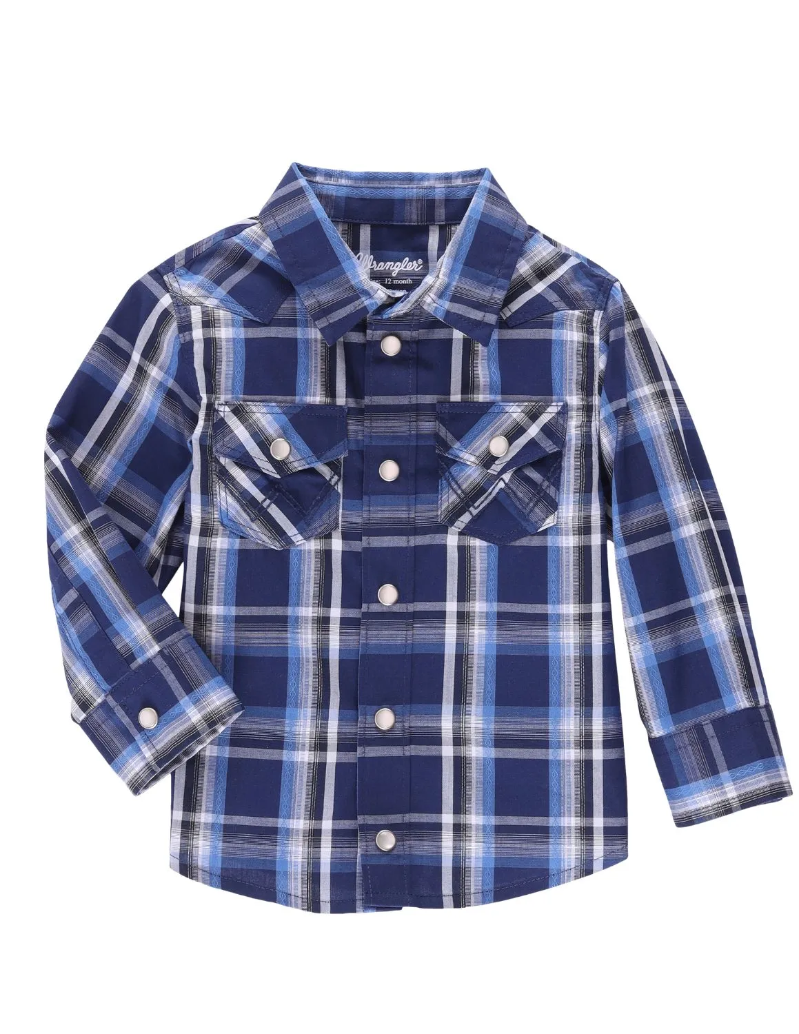 Wrangler Boys Blue Plaid Long Sleeve Shirt