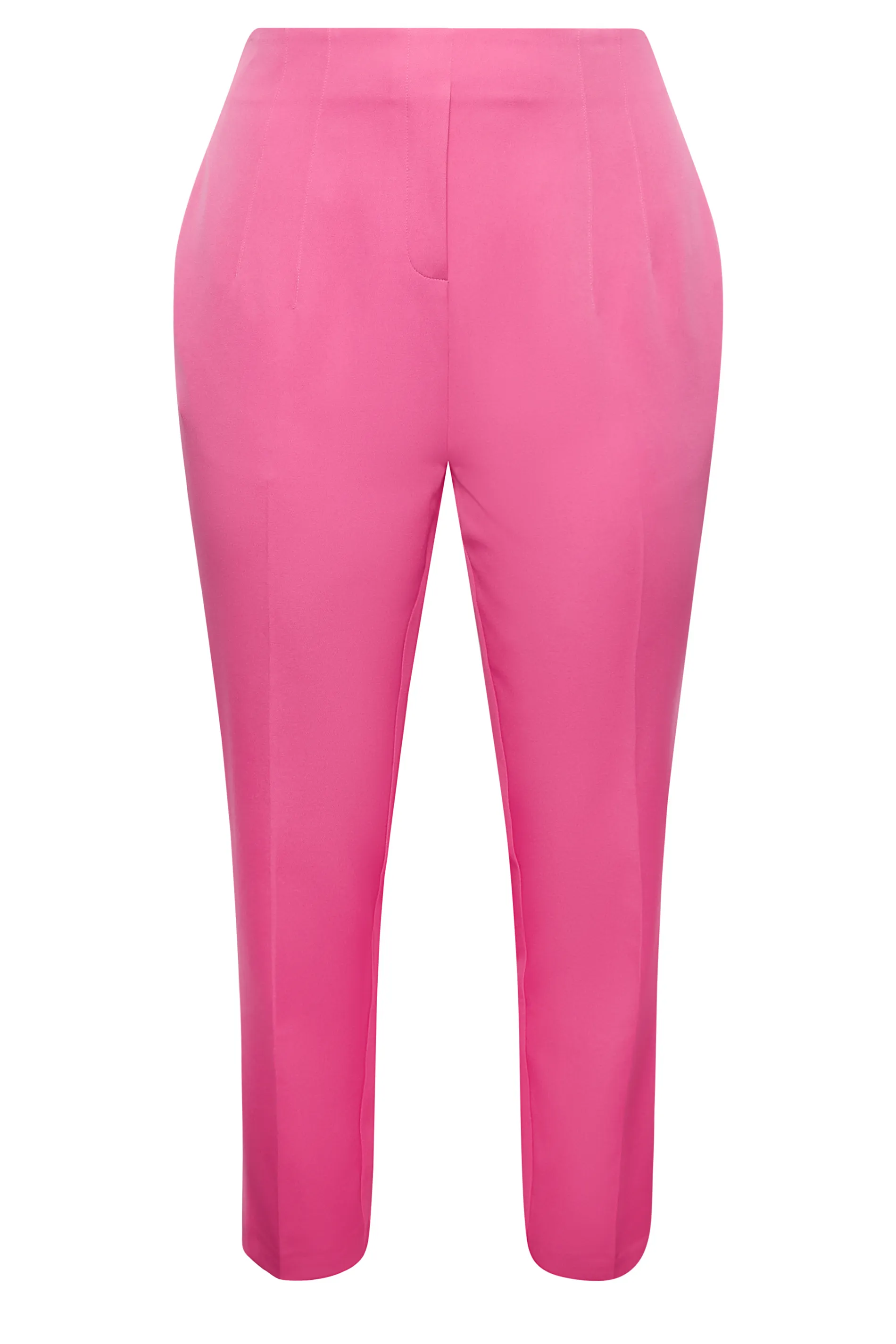 YOURS Curve Bright Pink Darted Waist Tapered Trousers